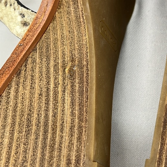 ๐2/$25 ๐ Coach Prue Snake Embossed Leather Sandals Gold Tan Wedge Heel - Picture 9 of 12